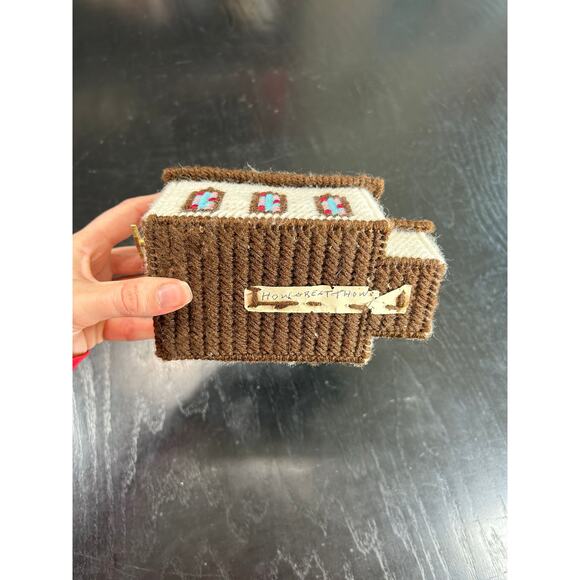 Vtg Church Steeple- crochet frame- some wear- music box how great thou art - Picture 3 of 6